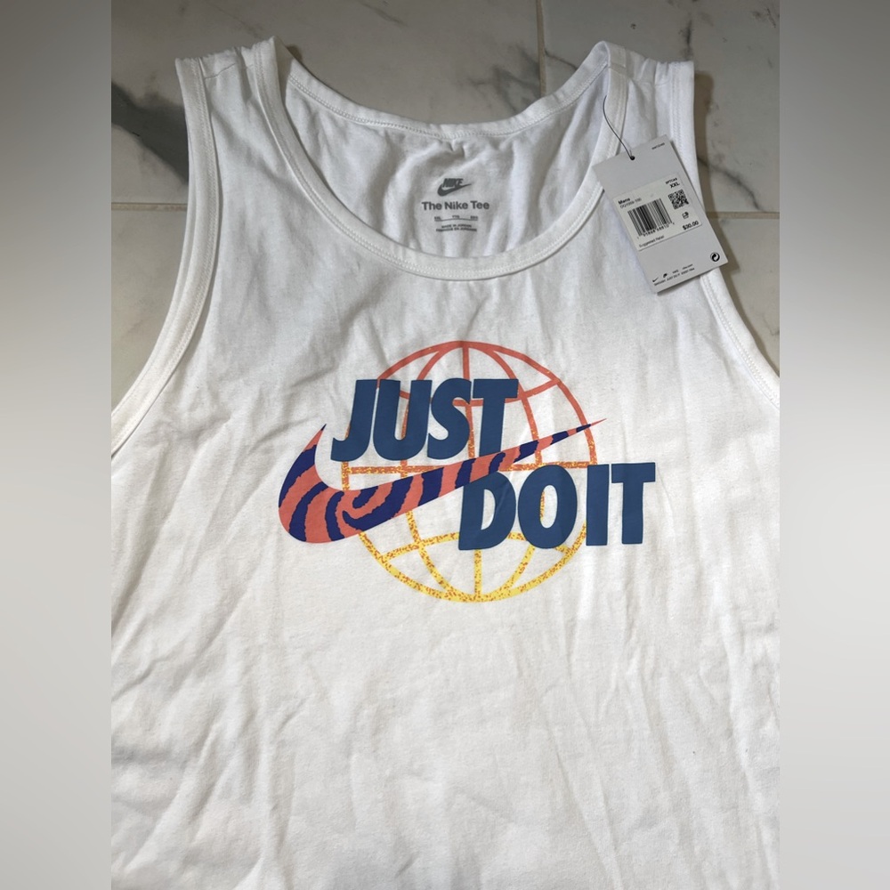 Nike white tank top with multi-coloured logo #streetwear